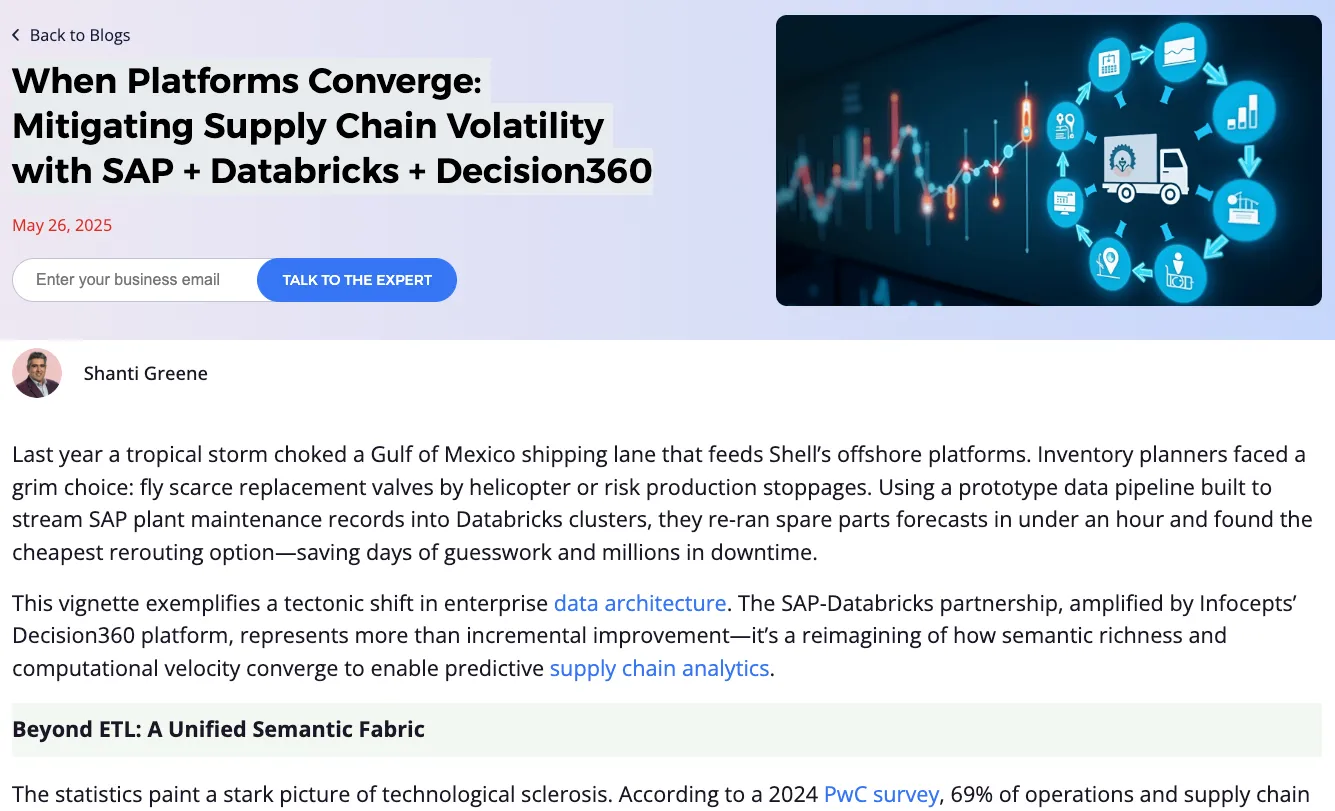 When Platforms Converge: Mitigating Supply Chain Volatility with SAP + Databricks + Decision360